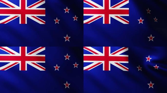 新西兰大旗背景迎风飘扬