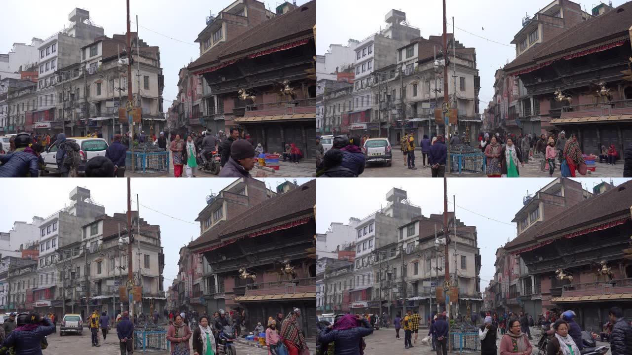 尼泊尔加德满都Thamel区的Crowdy购物街