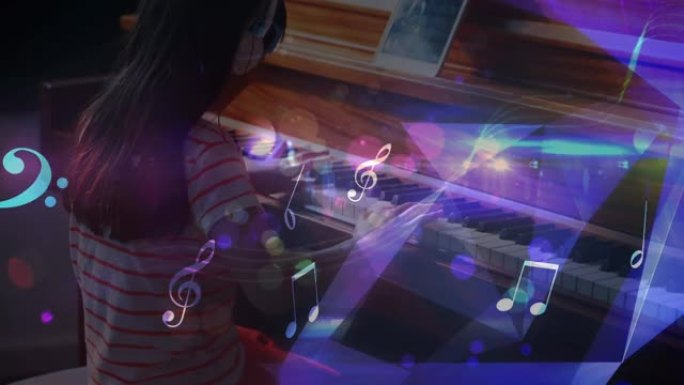 音乐元素与丛网络对抗女孩弹钢琴