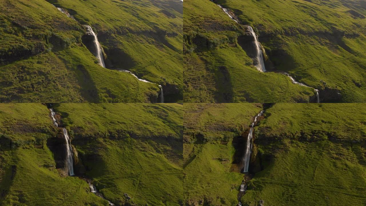 绿色自然中的瀑布水流