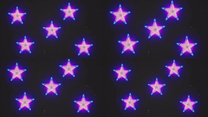 4k紫色发光二极管星星动画-可循环