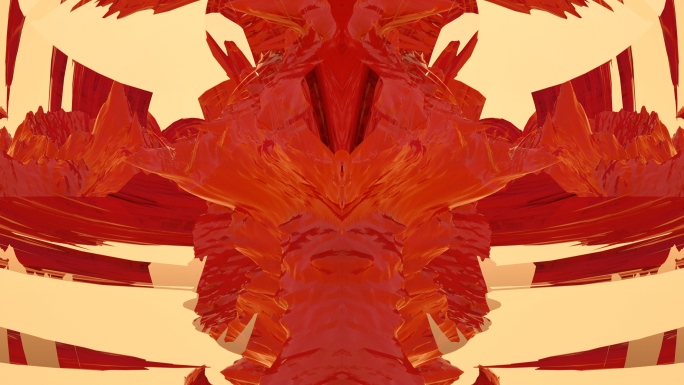 【4K时尚背景】红色叠影异形流动视觉艺术