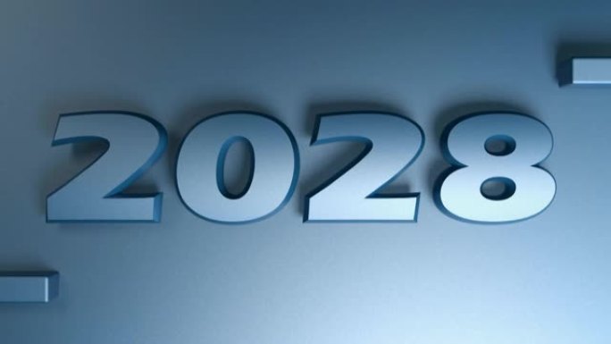 2028蓝色写孤立在蓝色背景-3D渲染插图视频剪辑