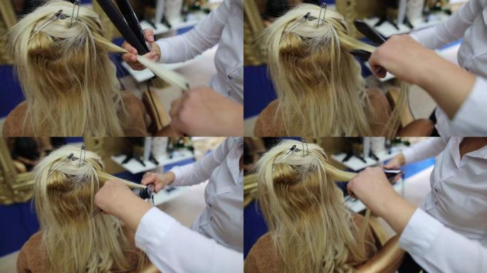 一名年轻女子在特殊场合整理头发的录像