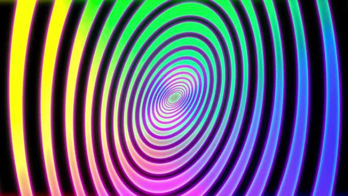 摘要彩虹螺旋psihodelic隧道背景。无缝循环4k动画。虚拟现实未来设计3d渲染