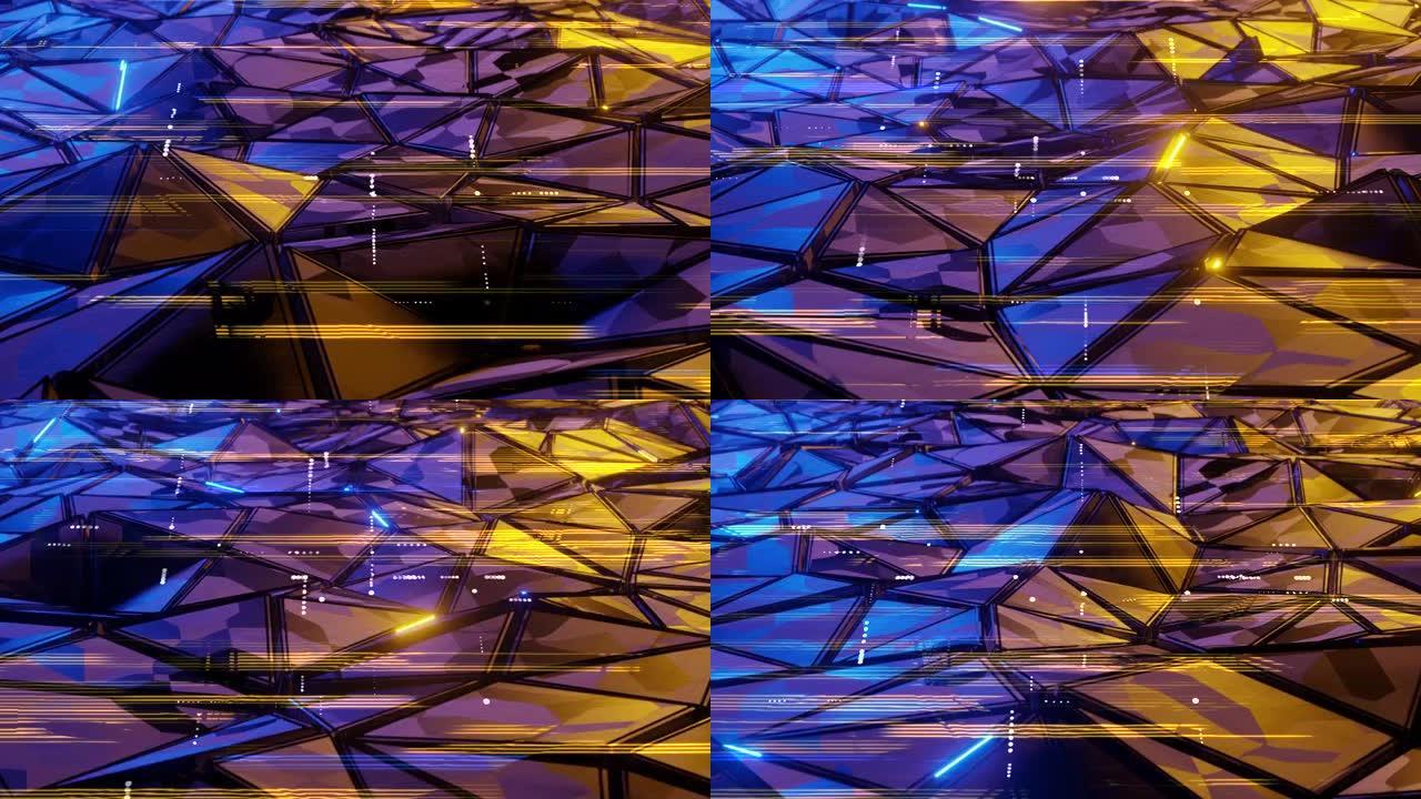 抽象多边形三角形背景金属低聚动画