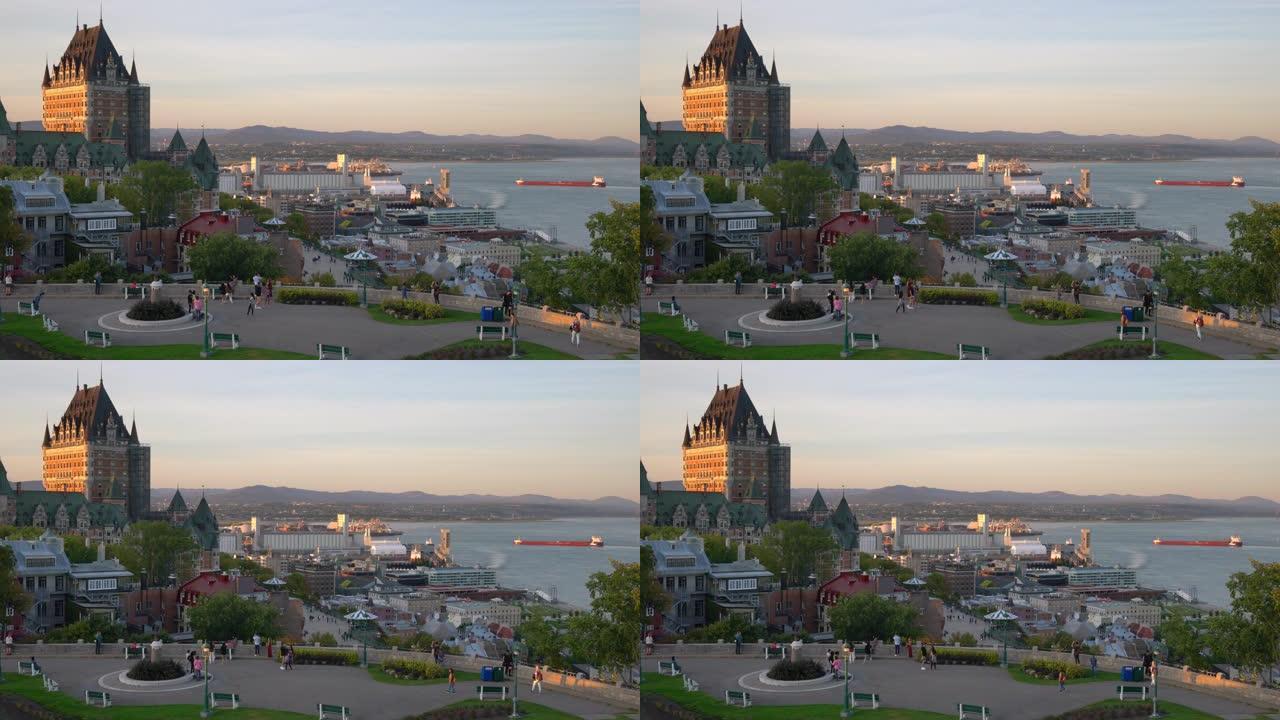 加拿大魁北克省魁北克市天际线和圣劳伦斯河全景