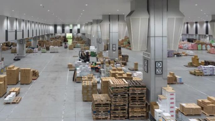 延时: 日本东京新的鱼类批发市场丰洲仓库的工作运动。