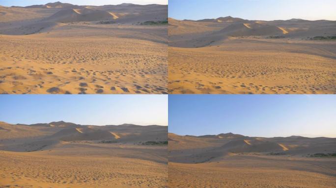 甘肃敦煌沙漠美丽的黄昏景观。