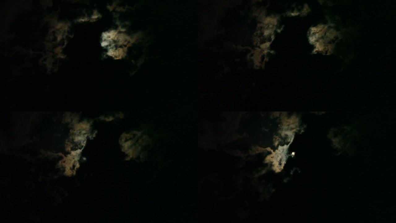 多云天空中的满月 -- 延时月亮