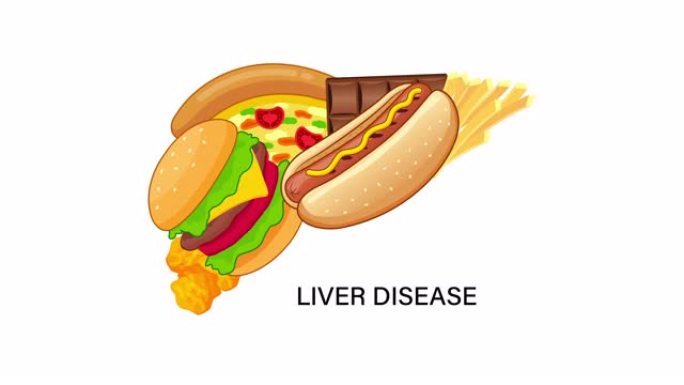 肝脏形状的不健康食物。肝病意识概念。