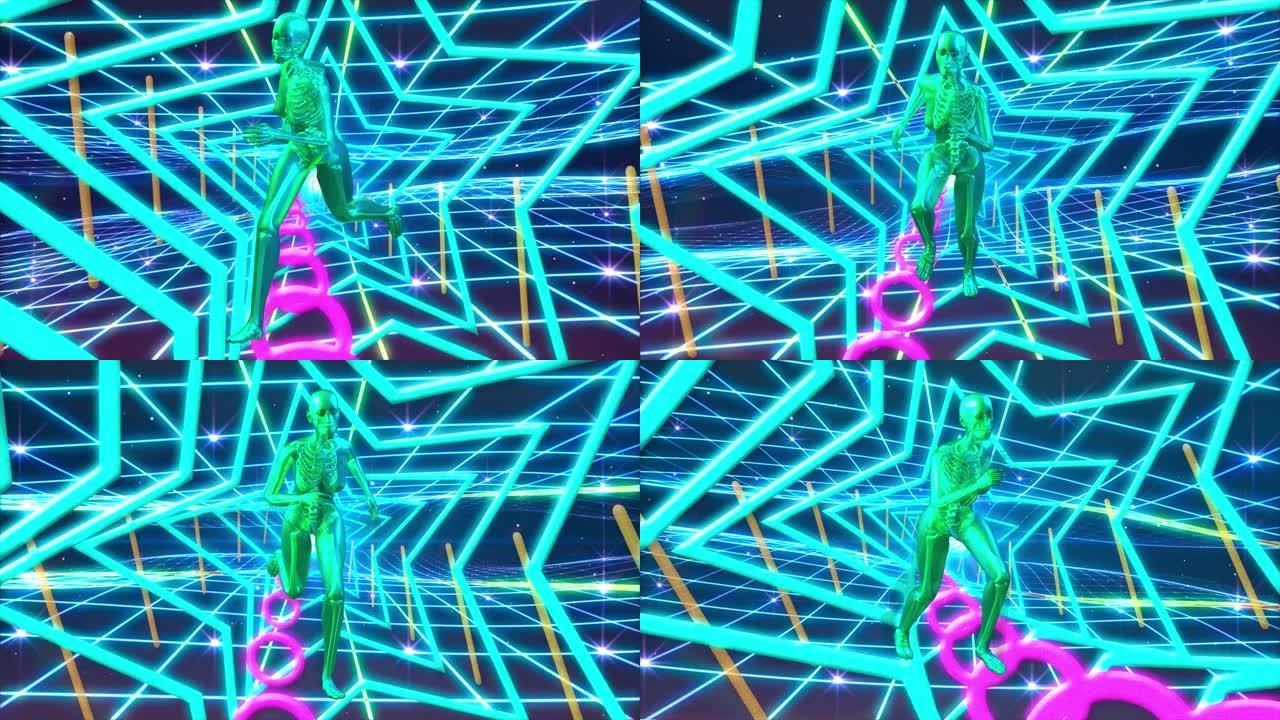 霓虹三角形AI运行ciborg的抽象背景