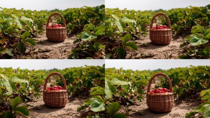 篮子里新鲜成熟的红色草莓-4k视频