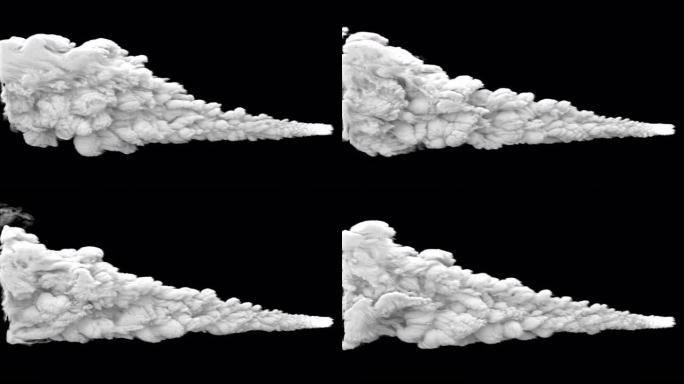 火箭、流星或小行星的高度详细的烟雾轨迹。阿尔法通道逼真的白烟。