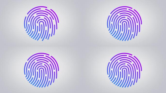 指纹识别器/传感器/识别生物识别扫描4k股票视频，用于解锁设备的移动安全的未来派触摸识别技术