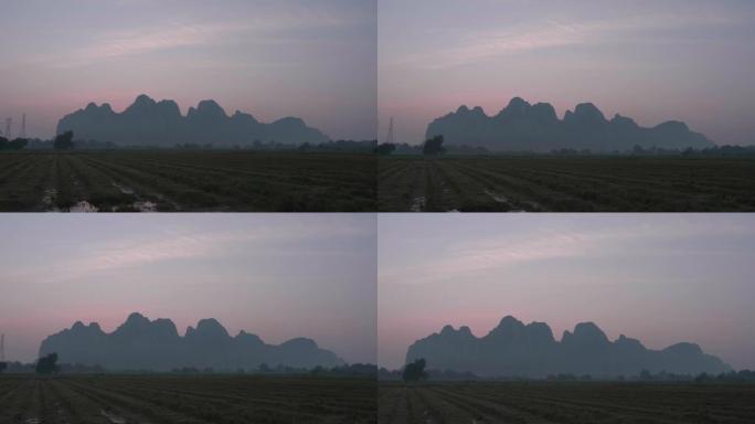 泰国那空沙旺省考诺的日落景色