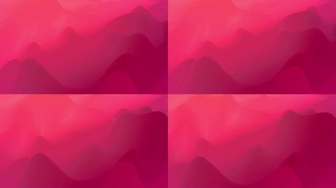 抽象循环4k bg，表面带波。具有内部辉光的油漆的液态红色梯度形成丘陵或峰值，在周期中平滑变化。美丽