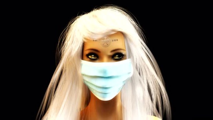 一个带着防护面具的女性脸部的三维动画