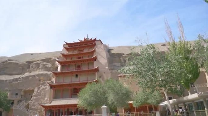 中国甘肃敦煌莫高窟的古代佛教建筑