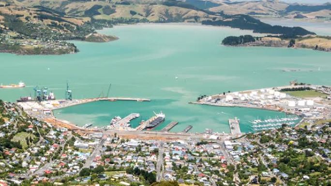 新西兰蓝水货运港利特尔顿时间流逝