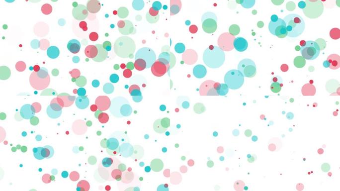 粒子出现和消失的彩色圆圈，抽象运动背景，企业主题