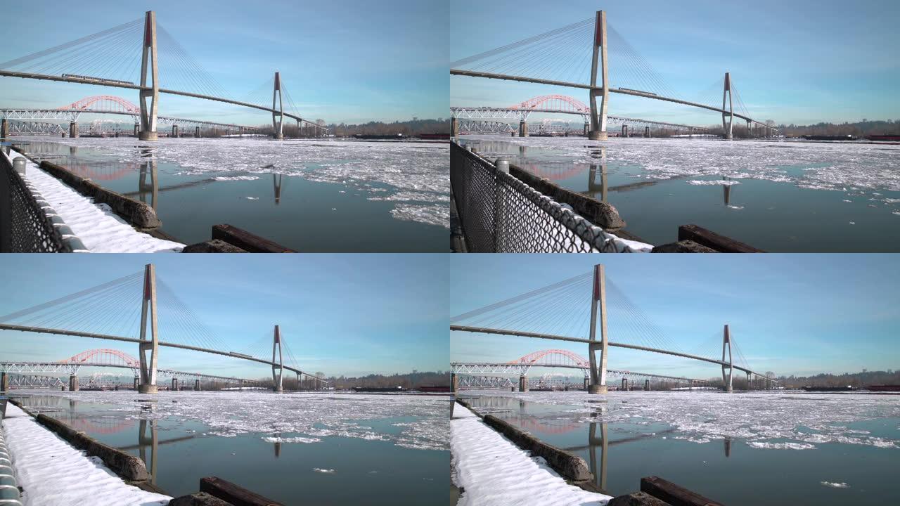 弗雷泽河冰通勤铁路桥4K UHD