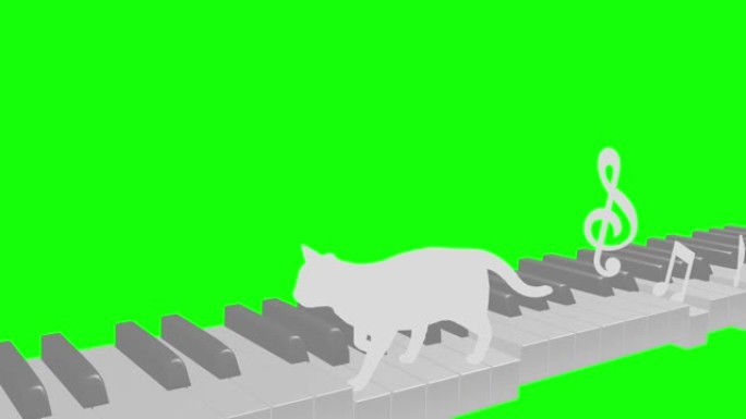 猫剪影钢琴音符走环图案B