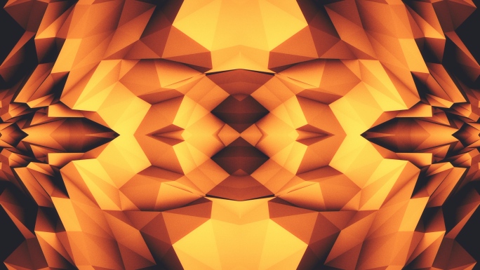 【4K时尚背景】金黄立体几何镜像图形空间