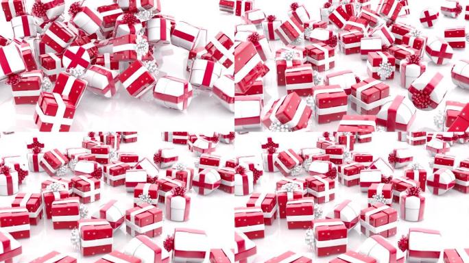 坠落的圣诞礼品盒3d三维立体动画红色礼盒