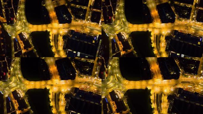 苏黎世城市交通街道十字路口空中向下视图4k延时瑞士
