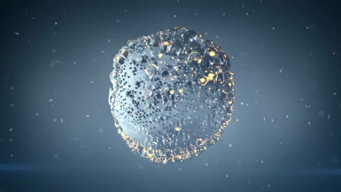 球体和粒子的簇悬浮无缝循环3D渲染动画
