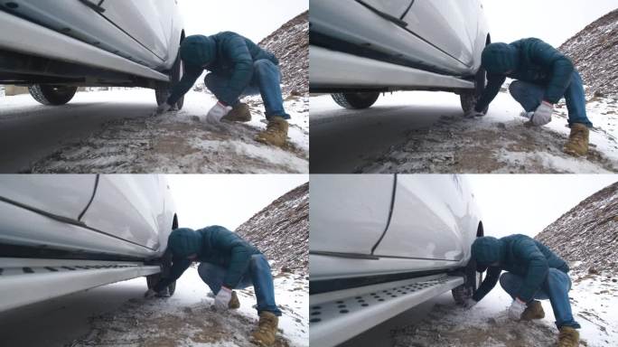 下雪封路 堵车 山区 冬季 寒冷冰天雪地