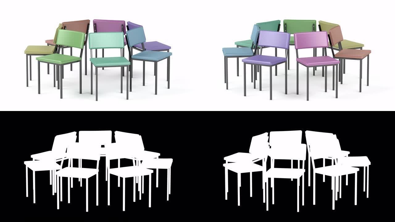 彩色皮椅抽象创意创意视频蒙太奇