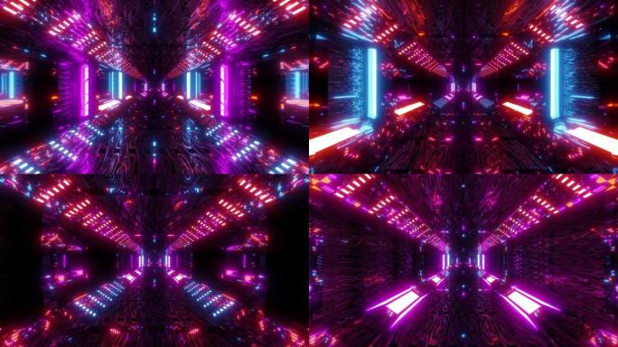 发光科幻隧道走廊抽象眼睛纹理3d插图动态壁纸运动背景视觉vj循环