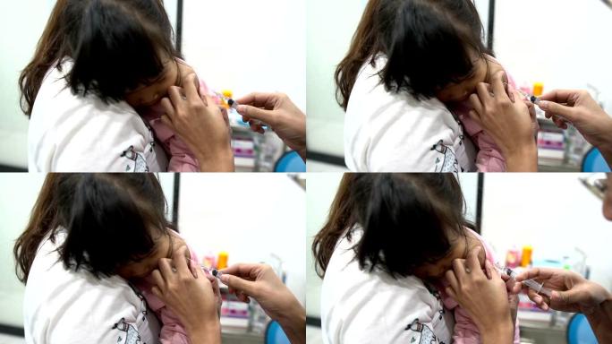亚洲儿童注射疫苗打针疫小孩子接种