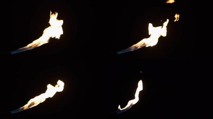 气体燃烧器的强烈气体喷射火焰。平滑增加和减少单个火焰流。