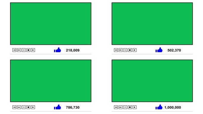 绿色屏幕的视频播放器，喜欢数到一百万