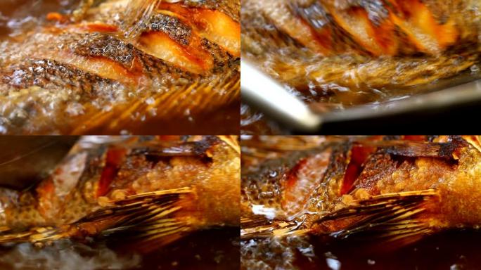 平底锅煎鱼食材美味炒菜做饭特色