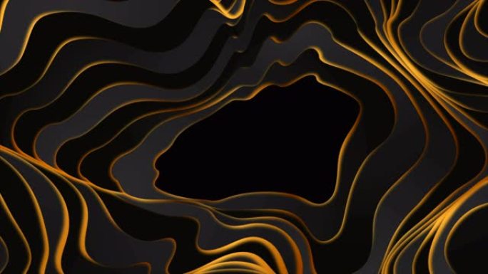 黑色和金色液体折射波抽象视频动画
