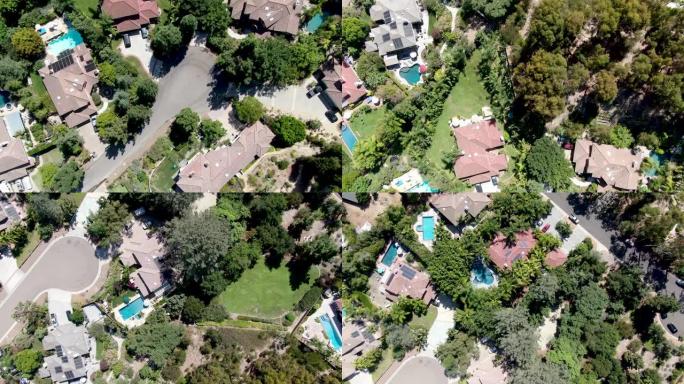 南加州大型富裕住宅别墅的鸟瞰图