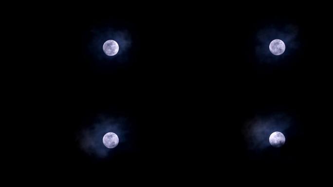 漫漫长夜的月亮和月光在夜空和云层上3