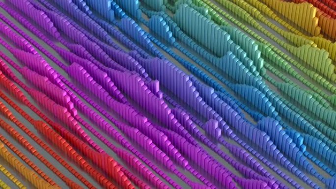 彩色均衡器显示波幅无缝循环3D渲染动画