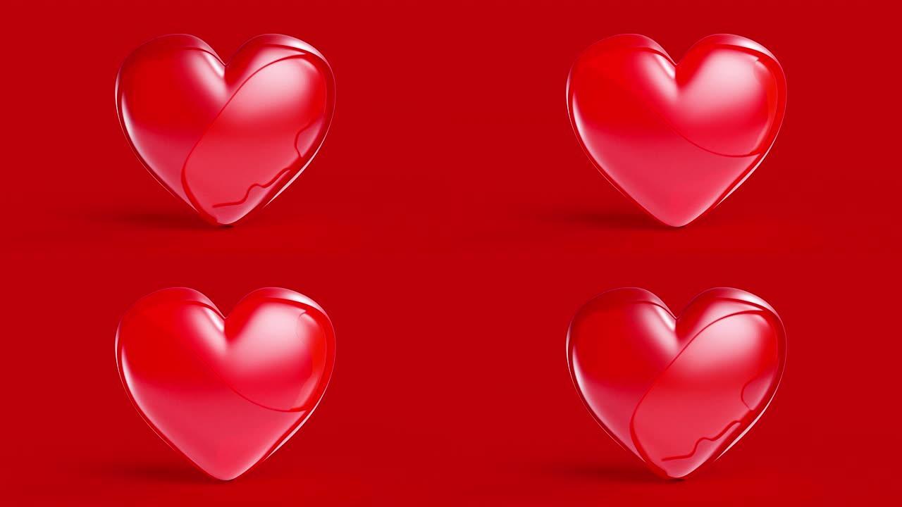 心脏是红色背景上不完整的运动图形。