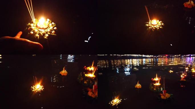 漂浮，灯笼，节日，Loy kathong庆典，清迈，泰国