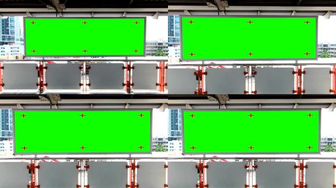 高清素材空白广告广告牌，带绿屏，用于地铁站的产品展示。