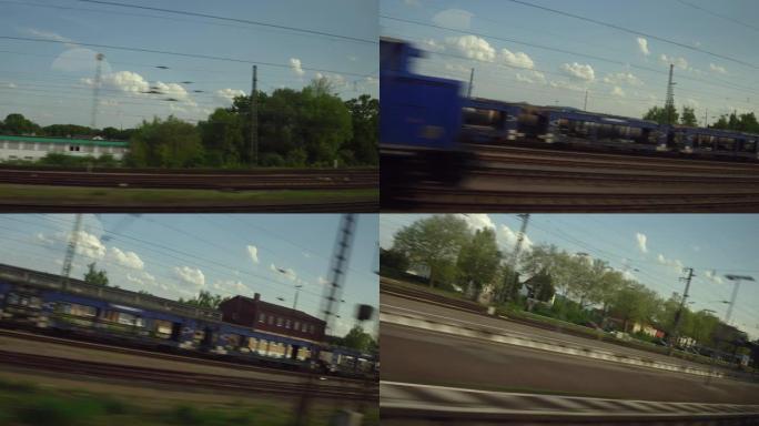 从法兰克福到巴塞尔Swistzerland的高速列车的POV镜头