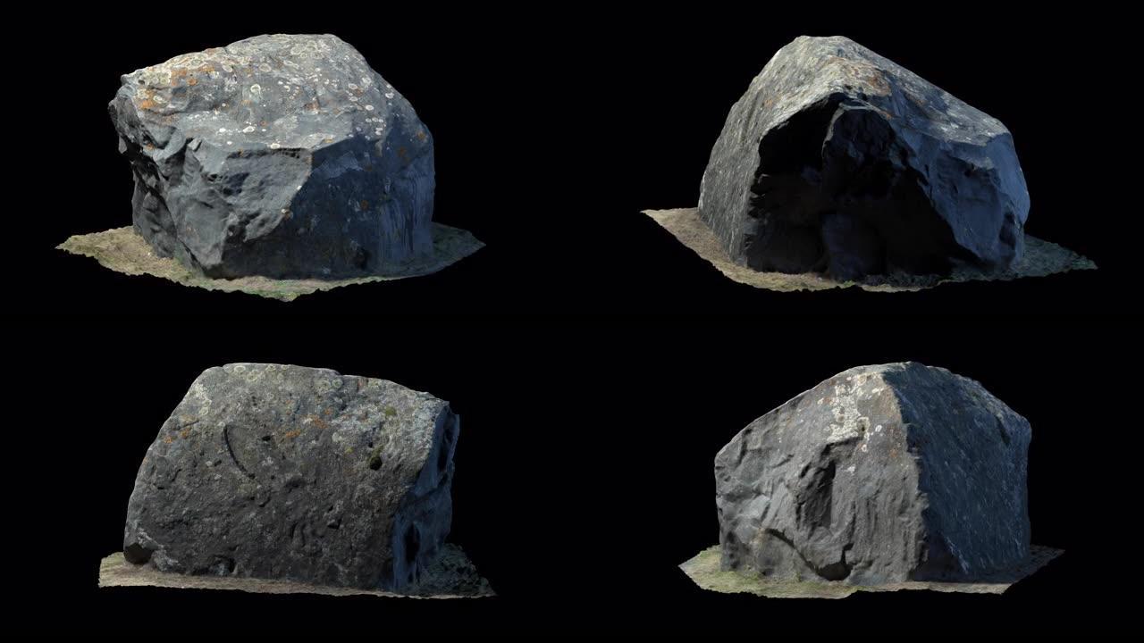 岩石模型旋转3d渲染