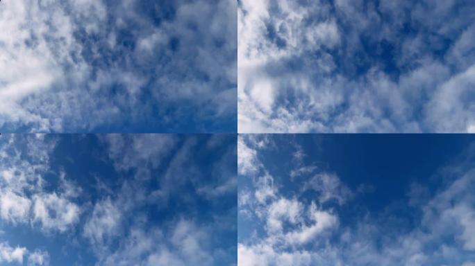 白云的延时镜头在蓝天上来来去去。