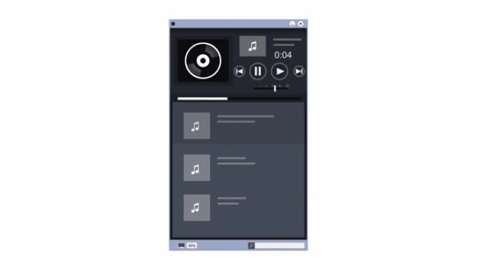 音乐播放器。程序界面的动画。卡通