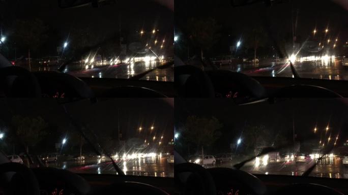 雨刷在雨天忙碌湿滑路面街景街头视频素材
